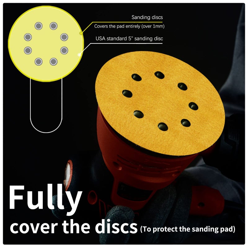 Faoyoon 5 Inch Sanding Discs Hook and Loop | 150 Grit Sandpaper | Orbital Sander Pads | Sand Paper for Automotive and Woodworking | 50 Pack - Image 2